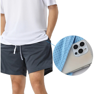 Men's New Fashion Summer Basic Training <b>Shorts</b> <b>5</b> <b>Inches</b> <b>Inseam</b> Custom Sublimation Basketball Mesh Casual Style Solid Pattern - Product Image 2