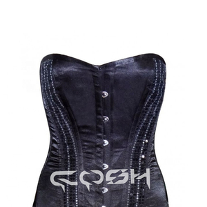 คอร์เซ็ตรัดเอวกระชับสัดส่วนโอเวอร์บัสท์คอร์เซ็ทผ้าซาตินสีดำแบบกอธิคคอร์เซ็ทสำหรับงานปาร์ตี้และคลับปรับได้พร้อมเลื่อมคอร์เซ็ท - Product Image 4
