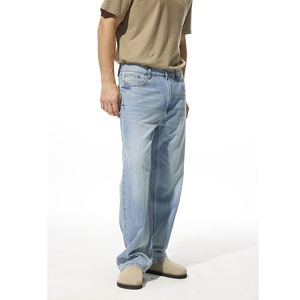 กางเกงยีนส์ของผู้ชายผ้าคอตตอนสีฟ้าอ่อนบางพิเศษมีกระเป๋าห้ากระเป๋ากางเกงผ้าเดนิมเอวกลางระบายอากาศได้ดีฤดูร้อน - Product Image 3