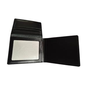 Portefeuille à deux volets en cuir PU noir minimaliste pour hommes avec fonction RFID Poches pour cartes courtes et minces Pochette pour cartes d'identité avec fenêtre pour devises - Product Image 1