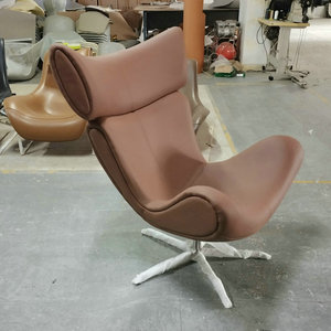 北欧现代豪华皮革伊莫拉休闲椅和奥斯曼客厅玻璃纤维天鹅绒旋转休闲办公扶手椅 - Product Image 5