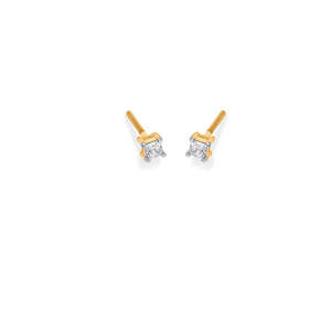 14k Gold Geometric Kids <b>Earrings</b> with <b>Diamond</b> <b>and</b> <b>Pearl</b> - Product Image 4