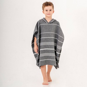 Sultan Kids <b>Hooded</b> <b>Towel</b> Poncho Stripe, Ages 2-5, 100% Cotton - Product Image 2