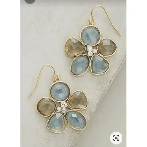 New Arrival Natural Gemstone Hook Earrings Best Quality Brass Material Fancy Earrings By Parshwa Jewellery