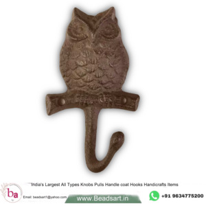 ตะขอแขวนเสื้อและหมวกติดผนังโบราณทำจากทองเหลืองลายสัตว์นกฮูกแบบชนบท - Product Image 1