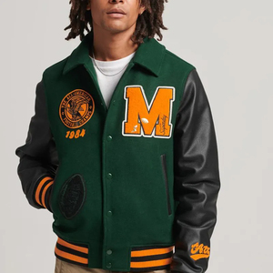 Logo personnalisé Streetwear lettre homme Baseball laine hommes noir recadrée veste chenille broderie Patch varsité veste fabricants - Product Image 1