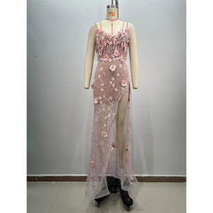 ชุดราตรีแม็กซี่ยาวไซส์ XL แฟชั่น สายเดี่ยวพิมพ์ลายดอกไม้ ผ้าชีฟองทรงบอลกาวน์ เอวธรรมชาติ สำหรับแขกในงานแต่งงาน - Product Image 3