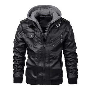 Leather Jacket with Hood Relaxed Fit Soft Touch Custom Logo Choice for Streetwear Everyday Use Travel and Casual Layering - Product Image 1