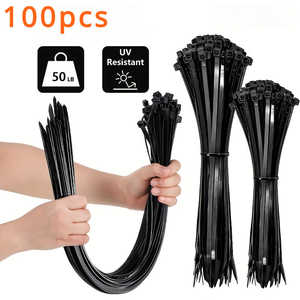 Bridas de nailon negras de alta resistencia, 100 unidades, resistentes a los rayos UV, autoblocantes, 300 mm, para gestión de cables en el hogar y la oficina - Product Image 1