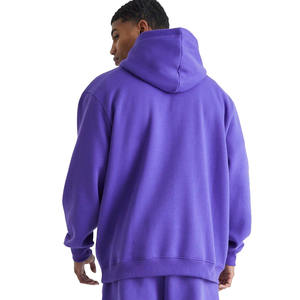 Último 2024 llegada hombres y mujeres azul de gran tamaño 100% conjunto de chándal de algodón para la venta hombres pulóver Sudadera con capucha y pantalón conjunto - Product Image 3