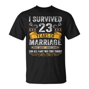 Camiseta de 23.º aniversario de boda, unisex, para adultos, manga corta, cuello redondo, serigrafía, regalo de matrimonio - Product Image 1