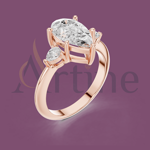 Anillo de compromiso de diamantes con corte de cojín de 10K para novias Anillos de diamantes elegantes para boda - Product Image 1