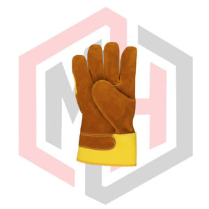 Gants en cuir jaune-brun, paume entière, résistants aux déchirures, respirants, sans silicone, sans poudre, stériles, personnalisables - Product Image 2