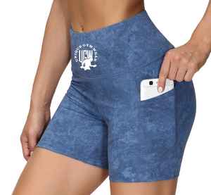 Shorts de yoga d'été taille haute pour femmes vêtements de sport respirants à séchage rapide personnalisés avec technique lavée à motif de dauphin de butin - Product Image 6