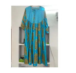 New Arrival Blue stripe Tiger Midi Dress, Mini Dress, Long Block Print Dress, Deep Neck with string closer