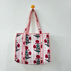 Bolsas de Almacenamiento Acolchadas de Algodón con Estampado a Mano, Diseño Tradicional Indio, Estilo Campestre Francés, Duraderas y de Gran Capacidad - Product Image 1