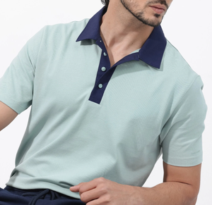 Polo homme à manches courtes avec logo personnalisé tendance, nouveau design, tissu en coton doux, broderie contrastée - Product Image 5