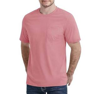 <b>Men's</b> <b>Pink</b> Cotton Polyester <b>Shirt</b> OEM Printed Short Sleeve Crewneck Summer Slim Fitness Design Plus Size Pocket Fitness Clothing - Product Image 1