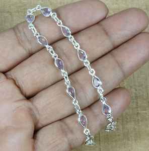 Amethyst <b>Bracelet</b> 925 Silver Adjustable Handmade Gemstone Jewelry February Birthstone Natural <b>Stone</b> <b>Bracelet</b> Gift - Product Image 6