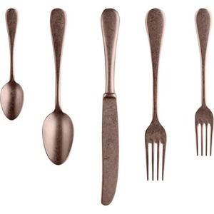 Stainless Steel <b>Set</b> Of 5 Pcs Flatware Ideal <b>For</b> Kitchen Tabletop Dining Home Use Gold Color Plated Cutlery Round Handle - Product Image 5