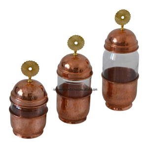 Juego de tarros de vidrio para especias de cobre martillado de calidad superior, contenedor elegante para hierbas, sal, pimienta y especias secas a precios razonables - Product Image 5
