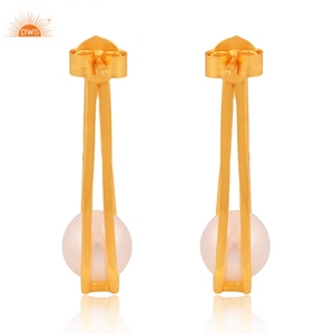 Latest Trending Sterling Silver Freshwater Pearl <b>Dangle</b> <b>Earring</b> Dainty Collection For Women Demi Fine Design Manufacturer - Product Image 3