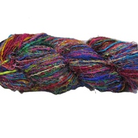 Fil de soie sari recyclé ou fil de soie de l'Himalaya filé à la main déchets de soie de mûrier fil pour tissage touffetage tricot crochet art & artisanat