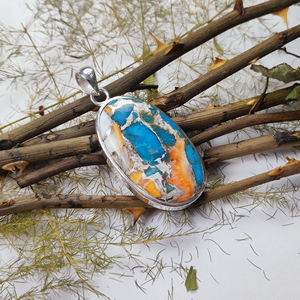 จี้อัญมณีทรงรีรูปหอยนางรมสเตอริ่ง925อัญมณีทรงรีแบบ PP-97แฮนด์เมดดีไซน์เนอร์งานทำมือ - Product Image 3