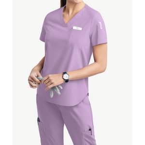 Ensembles de gommage durables et personnalisés pour femmes coutures renforcées extensibles col en V taille élastique pantalon clinique hôpital vente en gros ensembles de gommage en vrac - Product Image 2