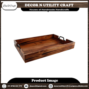 Plateau de service en bois avec poignée, finition laquée, pour usage résidentiel - Product Image 5