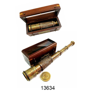 Ấn độ handmade Brass Kính thiên văn khắc với hộp gỗ chất lượng cao Brass Kính thiên văn Kính thiên văn để bán tốt nhất giá rẻ giá - Product Image 1