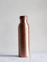 Bouteille d'eau sport artisanale en cuivre pur 1000 ml avec revêtement anti-corrosion, écologique, compatible eau bouillante, unisexe, pour yoga et usage quotidien, avec couvercle