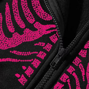 Sweat à capuche personnalisé avec logo en strass, fermeture éclair intégrale, broderie personnalisée, haute qualité, 100% coton, couleurs et designs personnalisés - Product Image 4