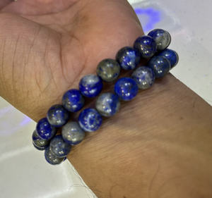 Natura สร้อยข้อมือโลหะทองเหลือง8มม. ทำด้วยมือชุดเจาะอัญมณี Lapis Lazuli พร้อมชุดฝาสำหรับเครื่องประดับแฟชั่นพร้อมของขวัญครบรอบ - Product Image 2