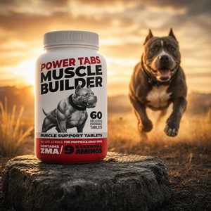 Comprimés de renforcement musculaire pour chiens avec ZMA, soutien à la récupération protéinée, friandises à mâcher molles pour chiens de type <span class=keywords><strong>Bully</strong></span>, <span class=keywords><strong>Pitbull</strong></span> et chiens de travail - Product Image 1