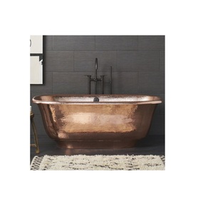 Bañera de cobre puro con detalles antiguos de mano para espacios de baño de decoración rústica auténtica - Product Image 2