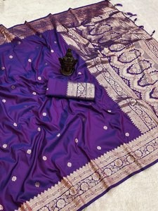 Tela de Seda Kota Suave y Pura, Tejido con un Rico Pallu, Sari Tradicional Indio de Longitud Larga para Bodas y Fiestas, Blusa a Juego - Product Image 2