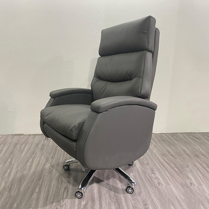 Chaise de bureau ergonomique à dossier haut en cuir PU, base chromée, accoudoirs fixes, pivotante, soutien lombaire, design contemporain - Product Image 4