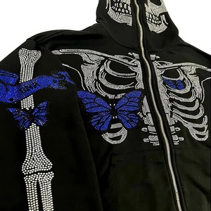 OEM Service Winter Solid Hooded Rhinestone Tracksuit for Men Regular Fit Windproof Casual Wear Hoodie & Jogger - Product Image 5