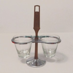 Stylish Brown Kitchen <b>Rack</b> Unit <b>Wooden</b> Glass Stand with Metal Shelving for Cutlery Tissue and <b>Spice</b> Functional Table Supplies - Product Image 2