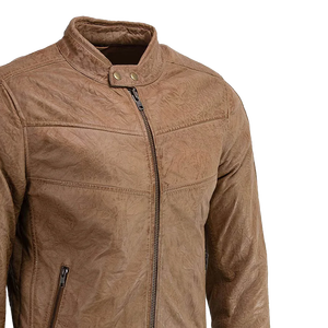 Veste de mode en cuir de moto classique noire pour homme en cuir de vachette - Product Image 4