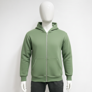 Sudadera con capucha y cremallera bordada en 3D personalizada por el fabricante, estilo urbano, de gran tamaño y peso pesado - Product Image 1