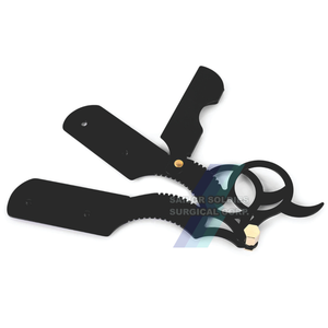 Dernier design de mini rasoir de barbier à gorge coupée en acier inoxydable Couleurs/motifs personnalisés et marque de distributeur Rasoirs de barbier noirs OEM - Product Image 6