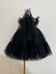 NEWST DESIGN robe élégante noire chic pour les enfants de nombreuses couches flottantes pour de nombreuses occasions spéciales et fête ODM/OEM pris en charge - Product Image 3