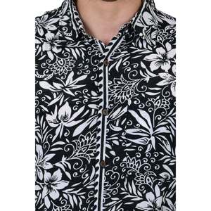 Chemise habillée élégante à manches longues pour homme, coupe ajustée, en popeline de soie mélangée, col boutonné, XL - Édition limitée, surchemise de plage - Product Image 2