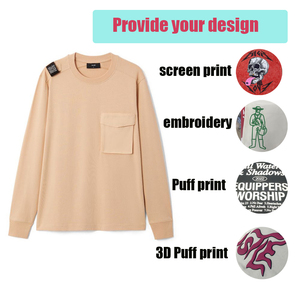 Cargo <b>Pocket</b> Tshirt Casual Knit Long Sleeve Unisex Wholesale Blank Oversized Long Sleeve Custom Logo Cotton T-<b>shirt</b> for <b>men</b> - Product Image 4