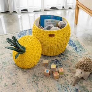 Panier de rangement multifonctionnel et écologique en rotin ananas jaune - Product Image 4