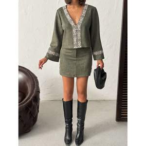 Falda de gamuza para mujer Topshow con detalle de rayas para buceo - Product Image 6