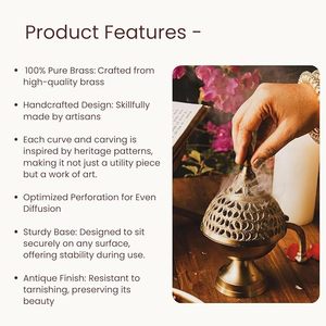Quemador de incienso de latón decorativo con patrones tallados, perfecto para sesiones de relajación de aromaterapia y alivio del estrés - Product Image 4