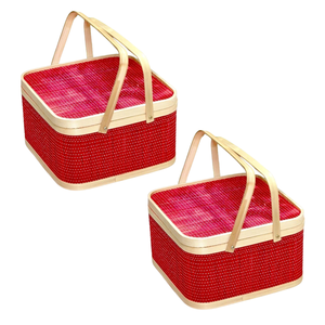 Canasta de Regalo de BAMBÚ Más Vendida con Tapa y 2 Asas, Color Personalizado Disponible, Artesanía de Mimbre, Canasta de Regalo Hecha a Mano - Product Image 1